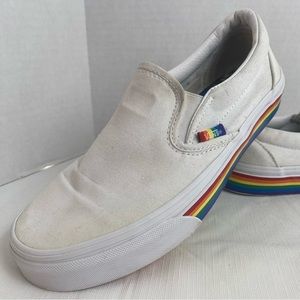 Vans Asher Rainbow white 500714 Skate Slip On Sneakers Shoes Size 8.